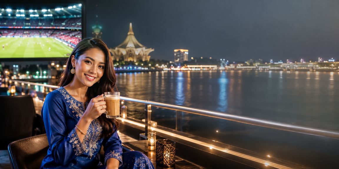 Pengguna Kuching berpakaian baju kurung menonton pertandingan football dan membuat pertaruhan melalui aplikasi fio2